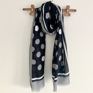 Talbots Black & White Polka Dot Scarf